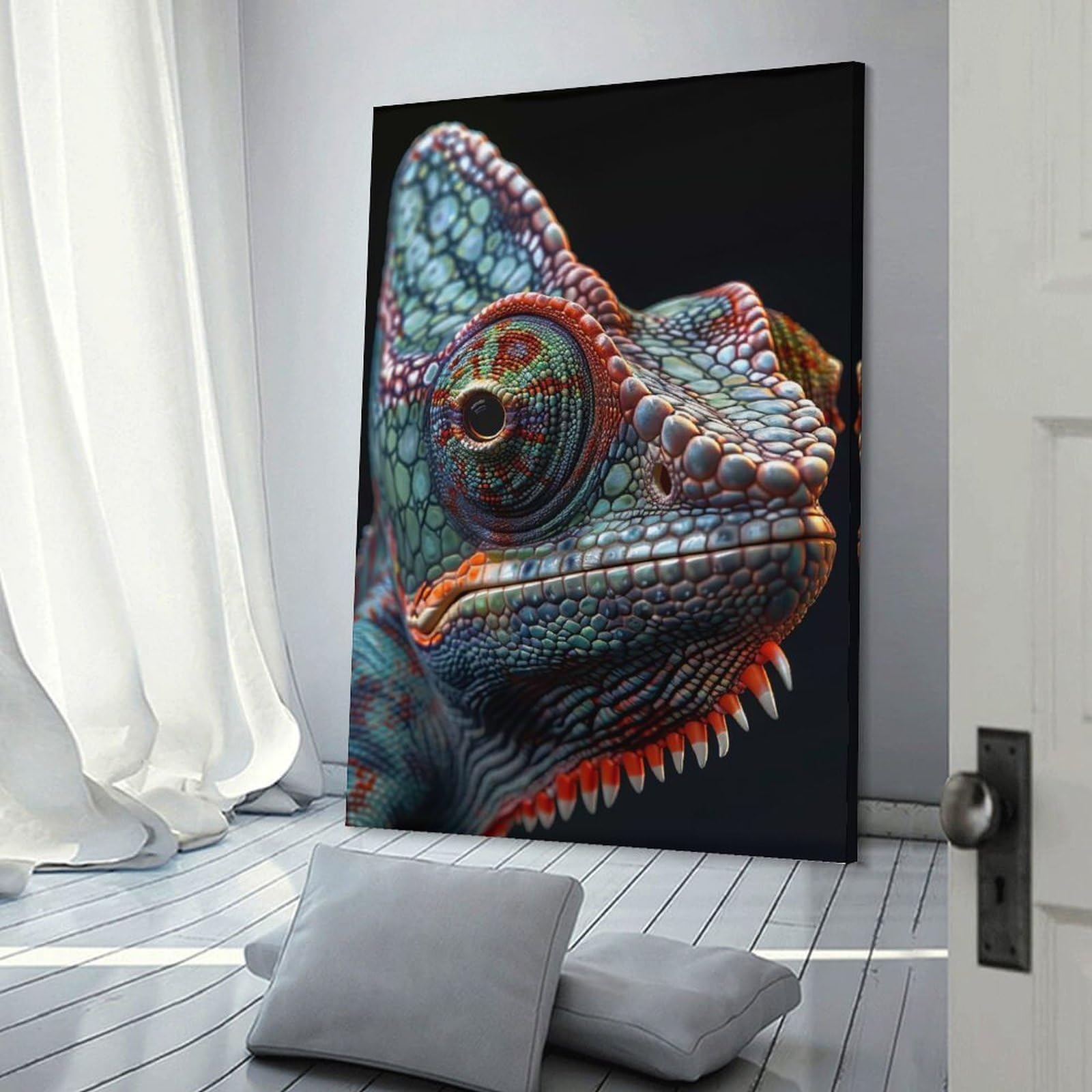 Junmoney Chameleon Room Decor Wall Art, 24x36inch(60x90cm), for Office, Study Or Home Workspace, A Smart Decor Choice for Study Walls