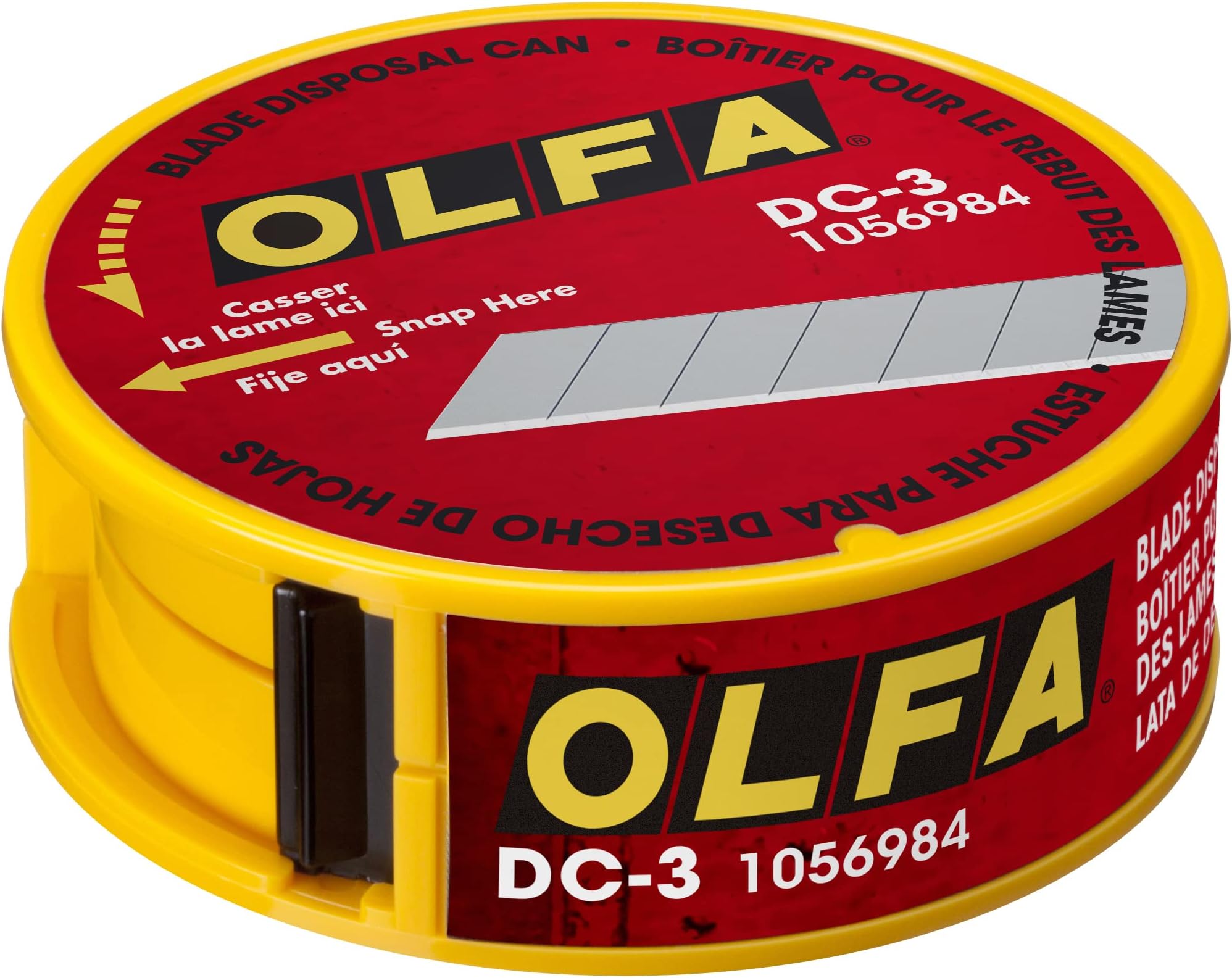 OLFA Pocket-Size Blade Disposal Can (DC-3) - Blade Bank Small Container for Quickly & Safely Disposing & Storing of Snap-Off Utility Knife Blades, Perfect for Construction, Warehouses, Work Sites