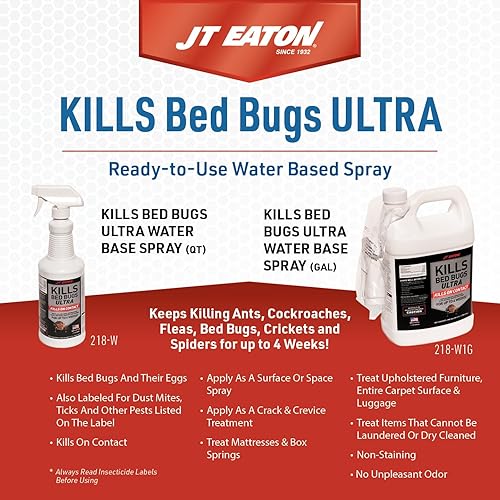 Miniatura 2 de JT Eaton 218-W1G Mata las chinches ULTRA Spray, insecticida a base de agua, protección duradera para chinches, cucarachas, hormigas y ácaros del
