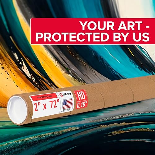 Miniatura 103 de Tubo de correo de papel kraft reforzado de 2 x 36 pulgadas, paquete de 1 tubo con 2 tapas, tubo seguro aprobado por USPS para pósteres, tubo