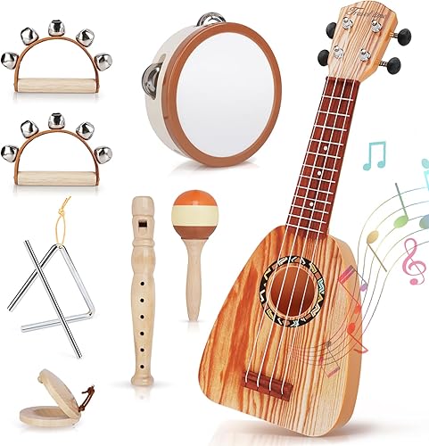 Conjunto de Guitarra para Niños - Juguetes Musicales para Regalos de Cumpleaños de Niños de 2 3 Años, Juguetes Montessori para Niñas de 2 Años,