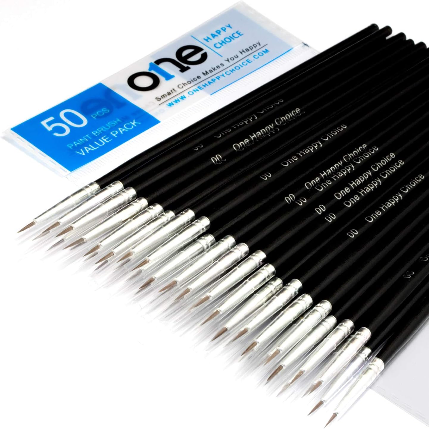 - 50 Pcs Pack of Synthetic Fine Detail Paint Brushes Set for Miniature, Scale Model, Art Painting in Acrylic, Oil, Watercolor - Pointed Round (Size #00 (Small))