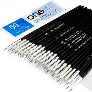 Sponsored Ad - 50 Pcs Pack of Synthetic Sable Fine Detail Paint Brushes Set for Miniature, Scale Model, Art Painting in Ac...