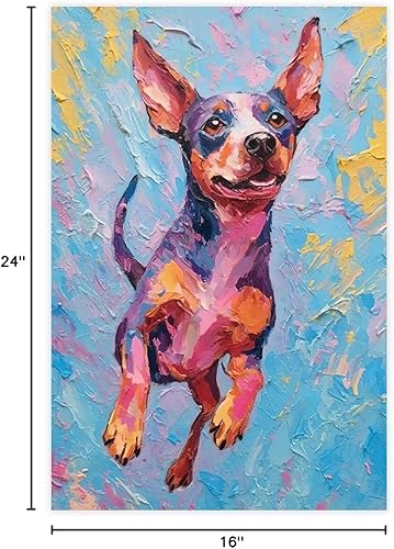 Miniatura 6 de Fyzuf Arte de pared de perro pintura al óleo sobre lienzo, póster de cubismo de perro, colorido, lindo, perros, decoración estética, póster en