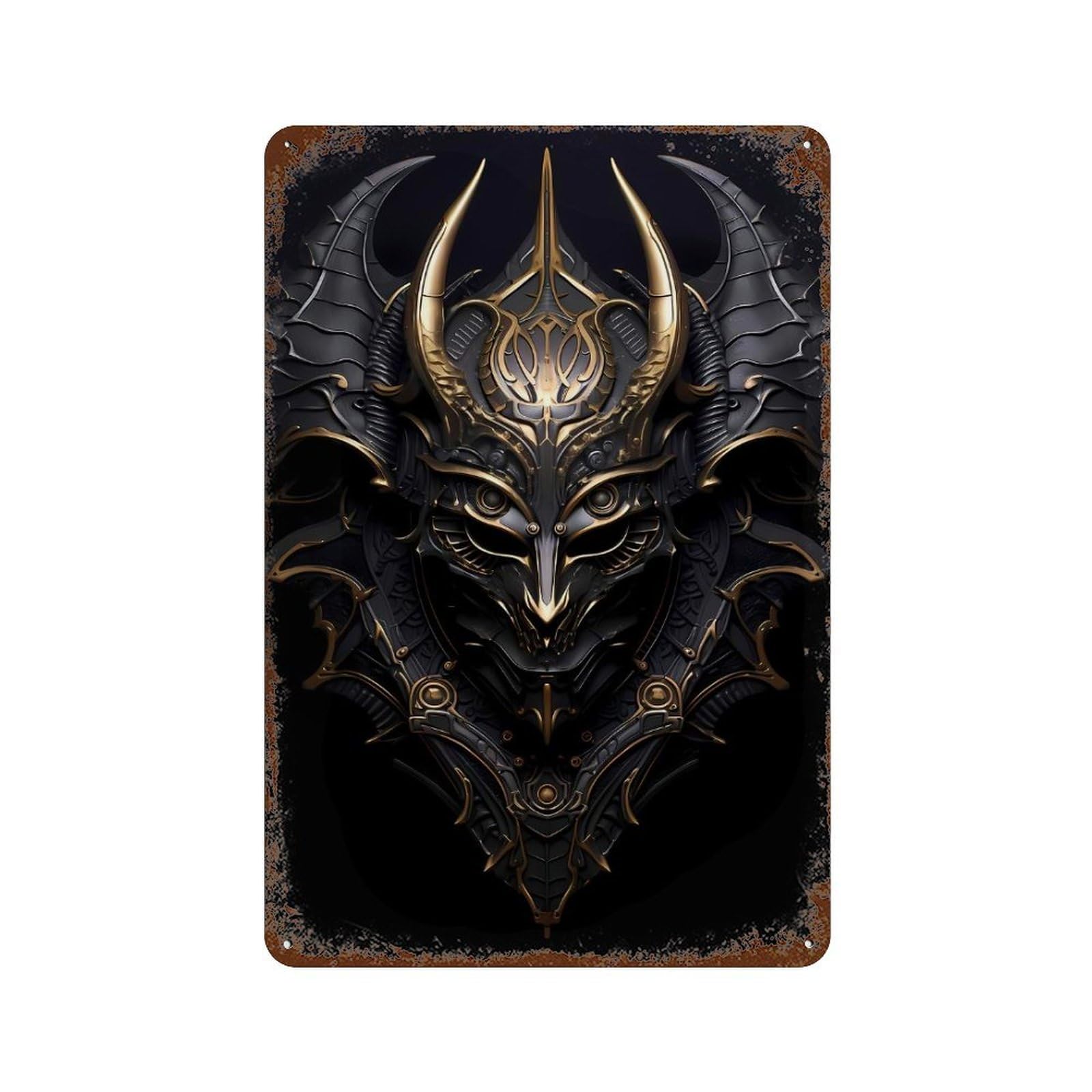 Garage Style Infernal Dragon King Rust Effect Tin Sign 11.8"x7.9", Rustic Home Decor for Bar And Workshop