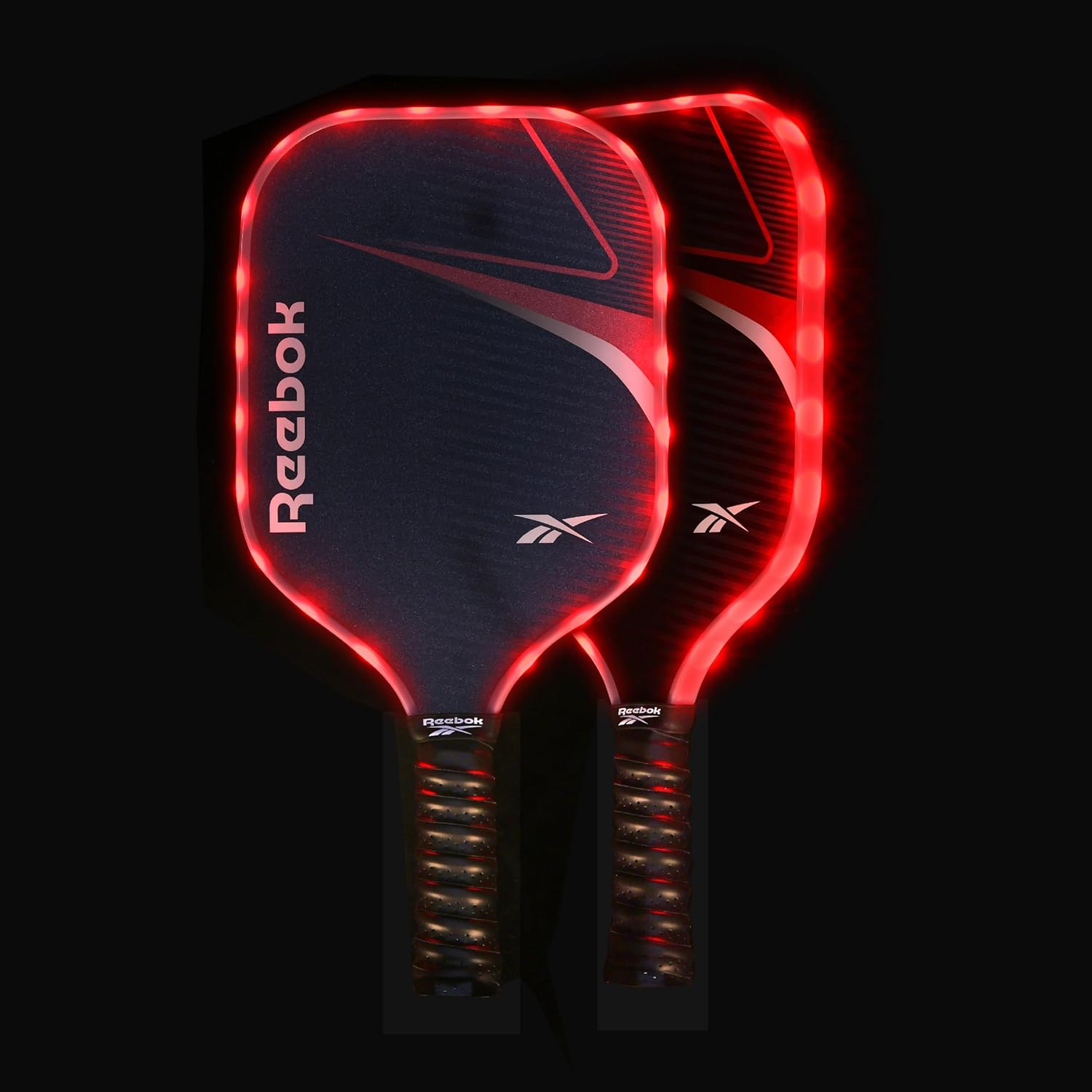 Reebok - LED Pickleball Set for 2 Players, Includes 2 Fiberglass Paddles with 5" Cushion Grip and 2 Light-Up Balls, Perfect for Night Play, Durable, Engineered for Sports Enthusiasts