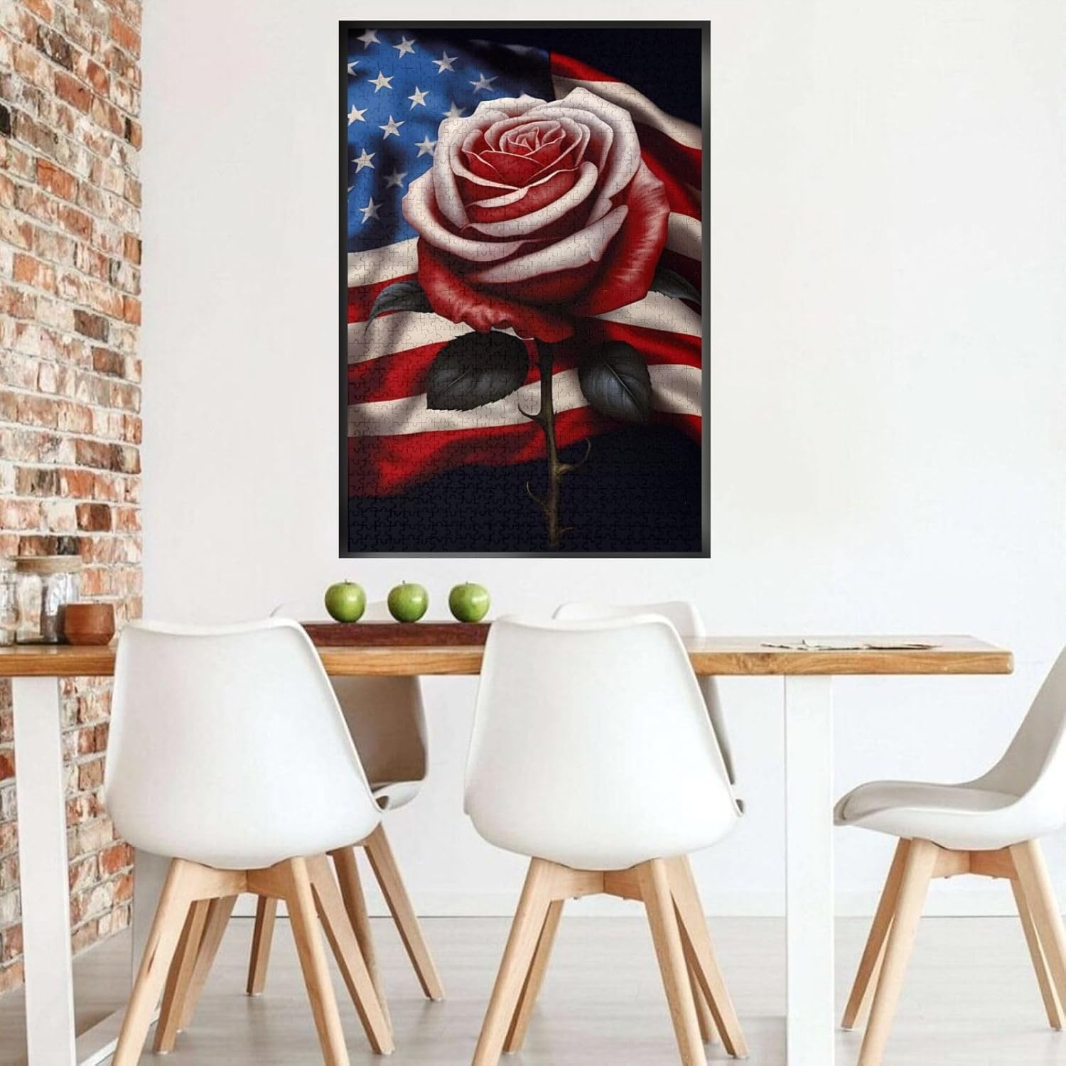 Puzzles for Adults 1000 Pieces Jigsaw Puzzles Patriotic Flag July 4th Roses American Veteran Memorial Day Formation Wooden DIY Families Toys Gift for Home 29.5 x 19.6 in