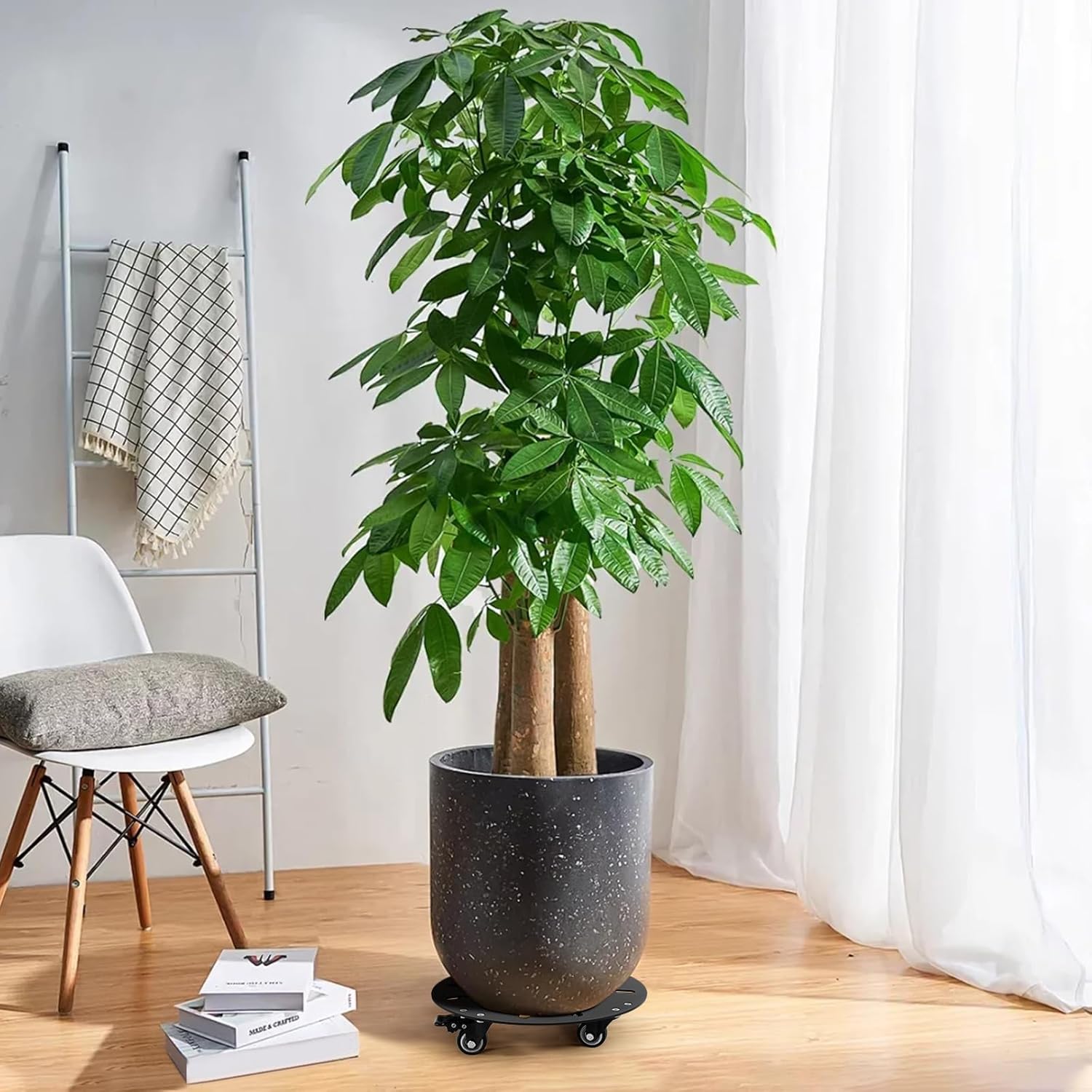 2PCS 12‘’ Heavy Duty Plant Caddy with Wheels,3.0mm Thick Carbon Steel Rolling Plant Stand,Plant Holder Coaster Trolley,Planter Mover Rollers Base,Holds up 450lbs Planter