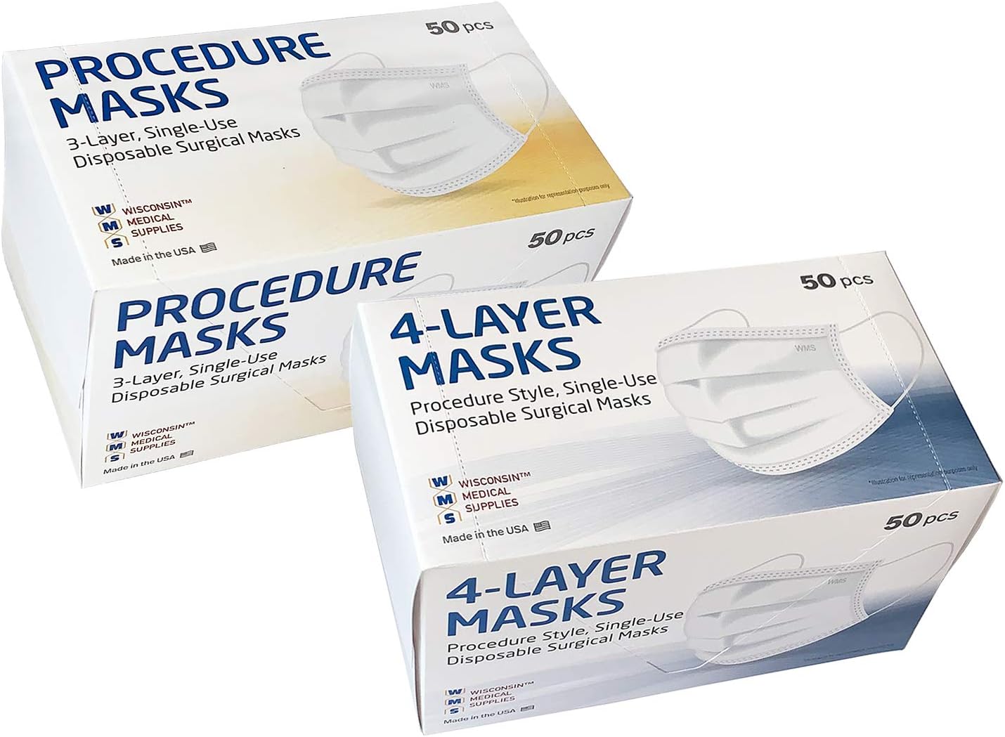 4-Layer Procedure Masks and 3-Layer Procedure Masks Bundle - MADE IN USA PPE from