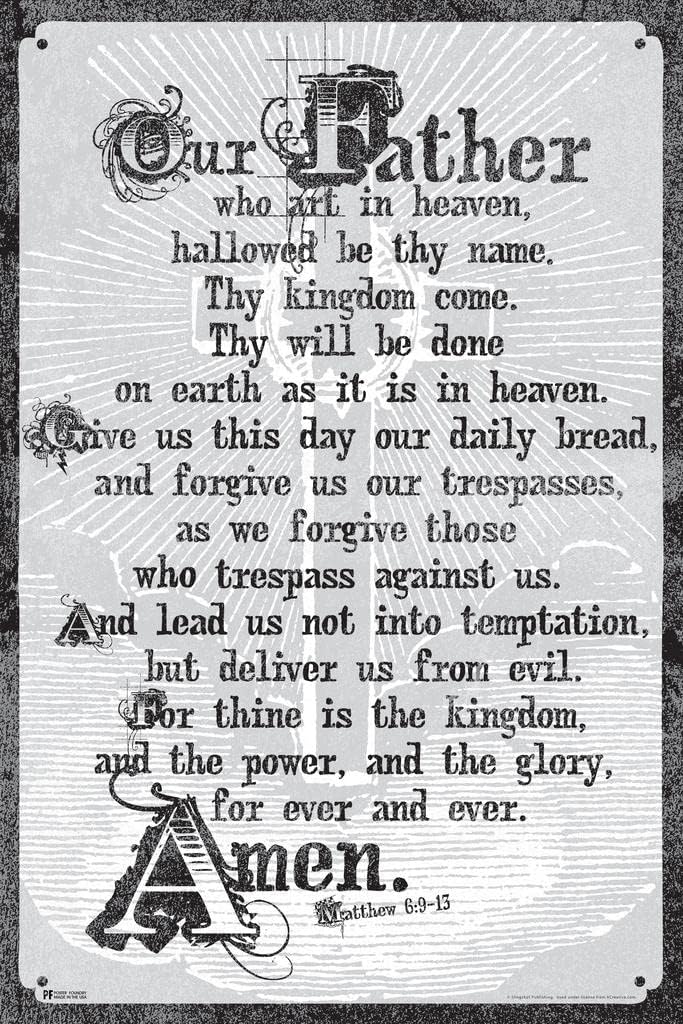 Lords Prayer Our Father Who Art In Heaven Religious Decoration Inspirational Quote Cool Wall Art Print Poster 24x36