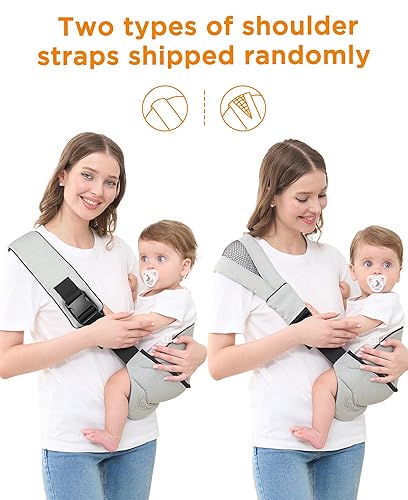 Miniatura 2 de GAGAKU Portabebés ajustable y ergonómico con asiento antideslizante para bebés de 6 a 36 meses (14 a 35 libras), gris claro