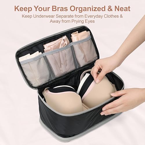 Vista 7 de Cambond Travel Underwear Organizer Bag - 4-in-1 Double Layer Lightweight Bra Organizer, Portable Expandable Compression Packing Cubes Travel Packing