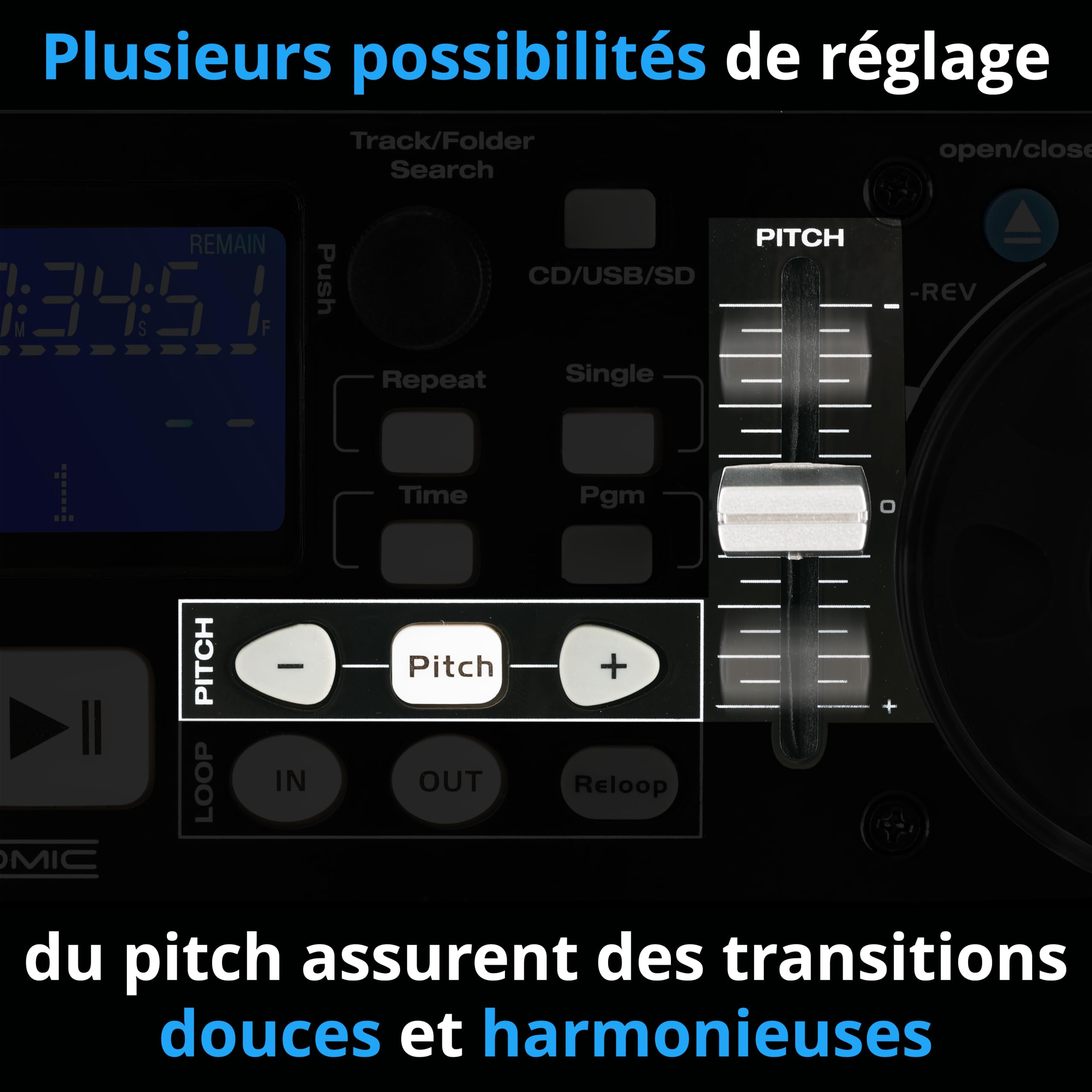 Pronomic CDJ-230 Double Lecteur CD DJ - Lecteur CD MP3 2 canaux avec contrôleur séparé, USB et SD, Pitch Bender, Effets DSP, Seamless Loop, Format Rack 19 Pouces, Noir