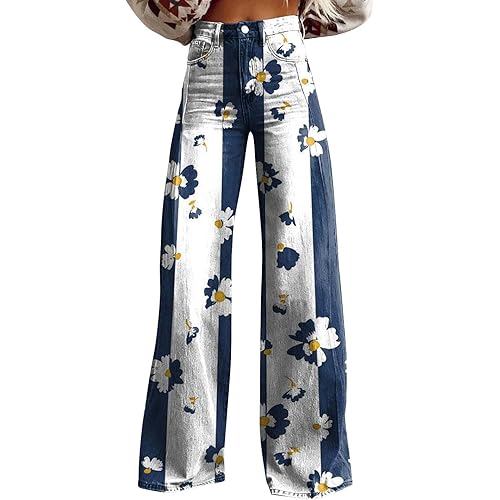 Baggy Pant for Women 2025 Summer Fashion Wide Leg Sweatpant Jeans Print Denim Vintage Pant 90s Y2K Streetwear