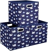 Vista 16 de Cubos de Almacenamiento de Tela Ballena 10.5 x 10.5 x 11 pulgadas Plegables Azul Marino Cubos de Almacenamiento de Tela Plegables Cajas Cubos