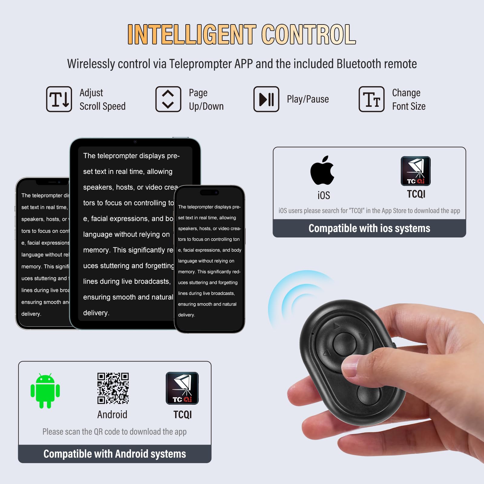 Soonpho T1 Teleprompter for Smartphone Tablet Camera DSLR up to 7.9 inches Supports Wide Angle Lenses with Remote APP Bluetooth Control Compatible with iOS/Android Systems for Vlog Live Streaming