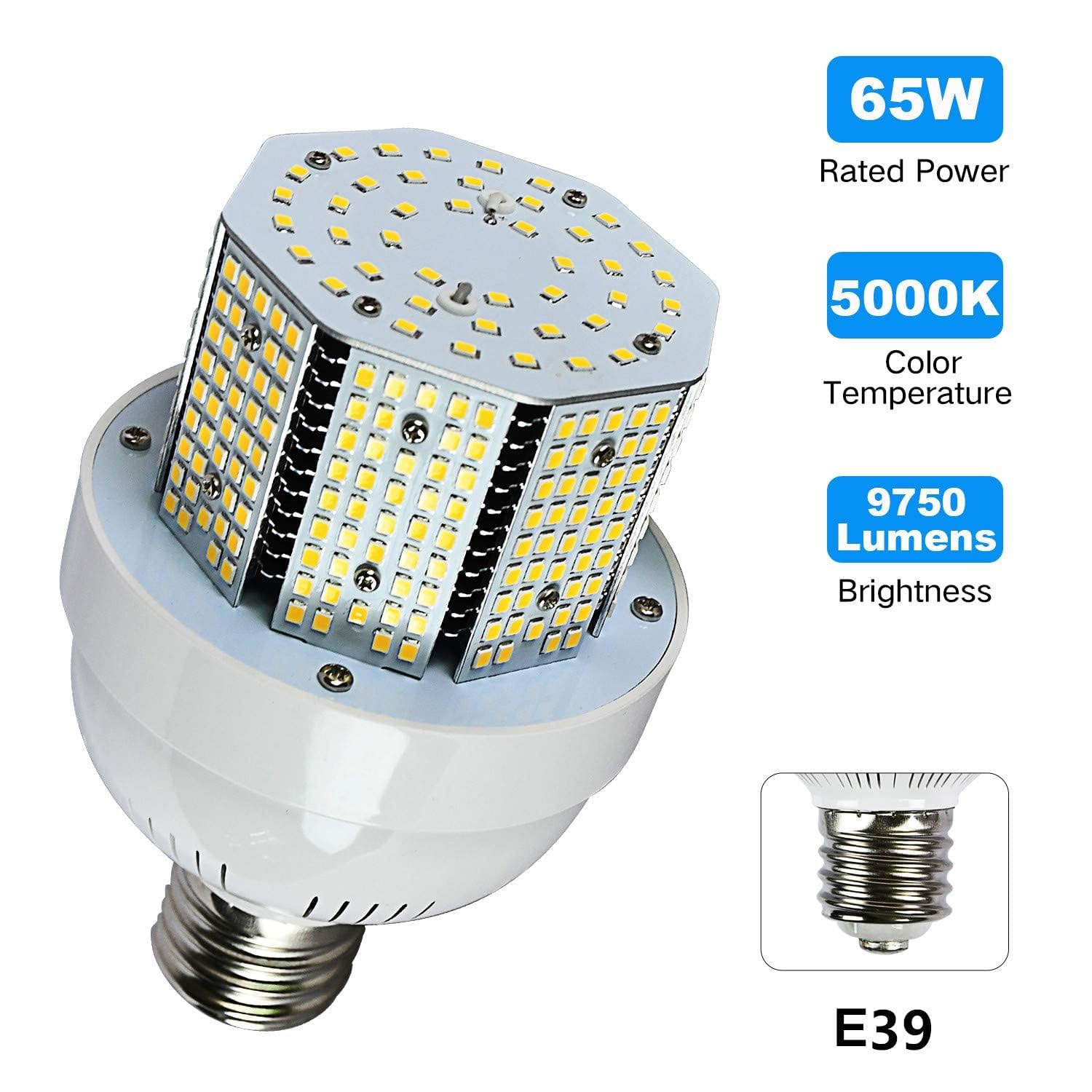 480V LED Corn Light Bulb 65W 300W Equivalent E39 LED Light Bulb 9750Lm 5000K Corn Cob Light for — view 6