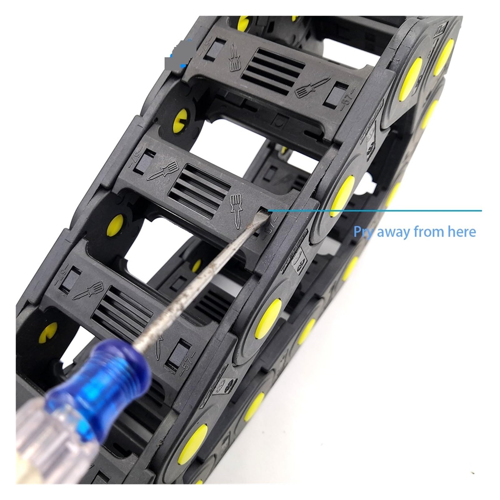 Łańcuch do przeciągania kabla, 1 m, 20 x 103 mm, łańcuch transmisyjny, uchwyt na przewód, linka holownicza ze złączami końcowymi do obrabiarek CNC (R125)