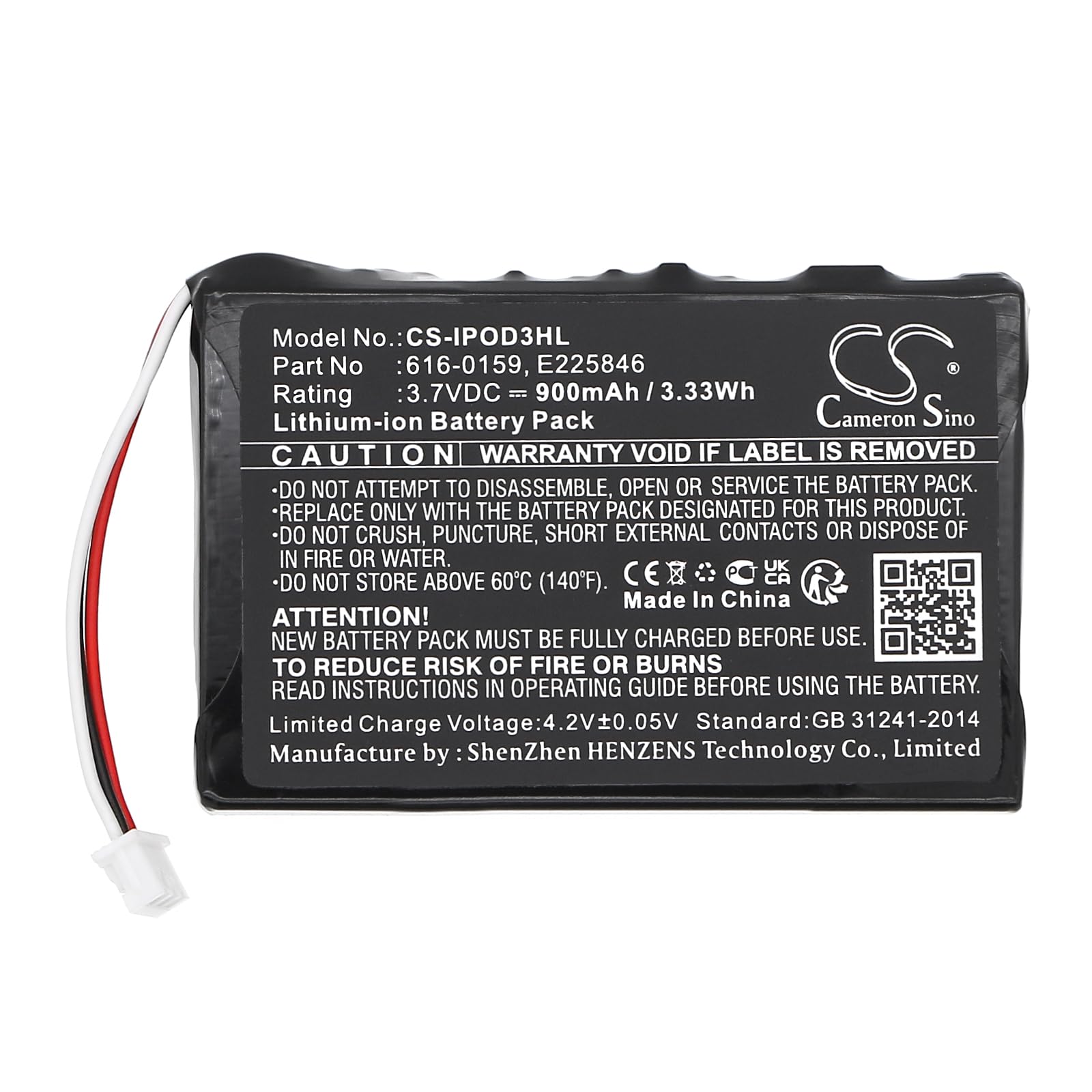 TECHTEK akku Kompatibel mit [Apple] iPOD 10GB M8976LL/A, iPOD 15GB M9460LL/A, iPOD 20GB M9244LL/A, iPOD 30GB M8948LL/A, iPOD 3th Generation, iPOD 40GB M9245LL/A Ersetzt 616-0159, für E225846 FBA