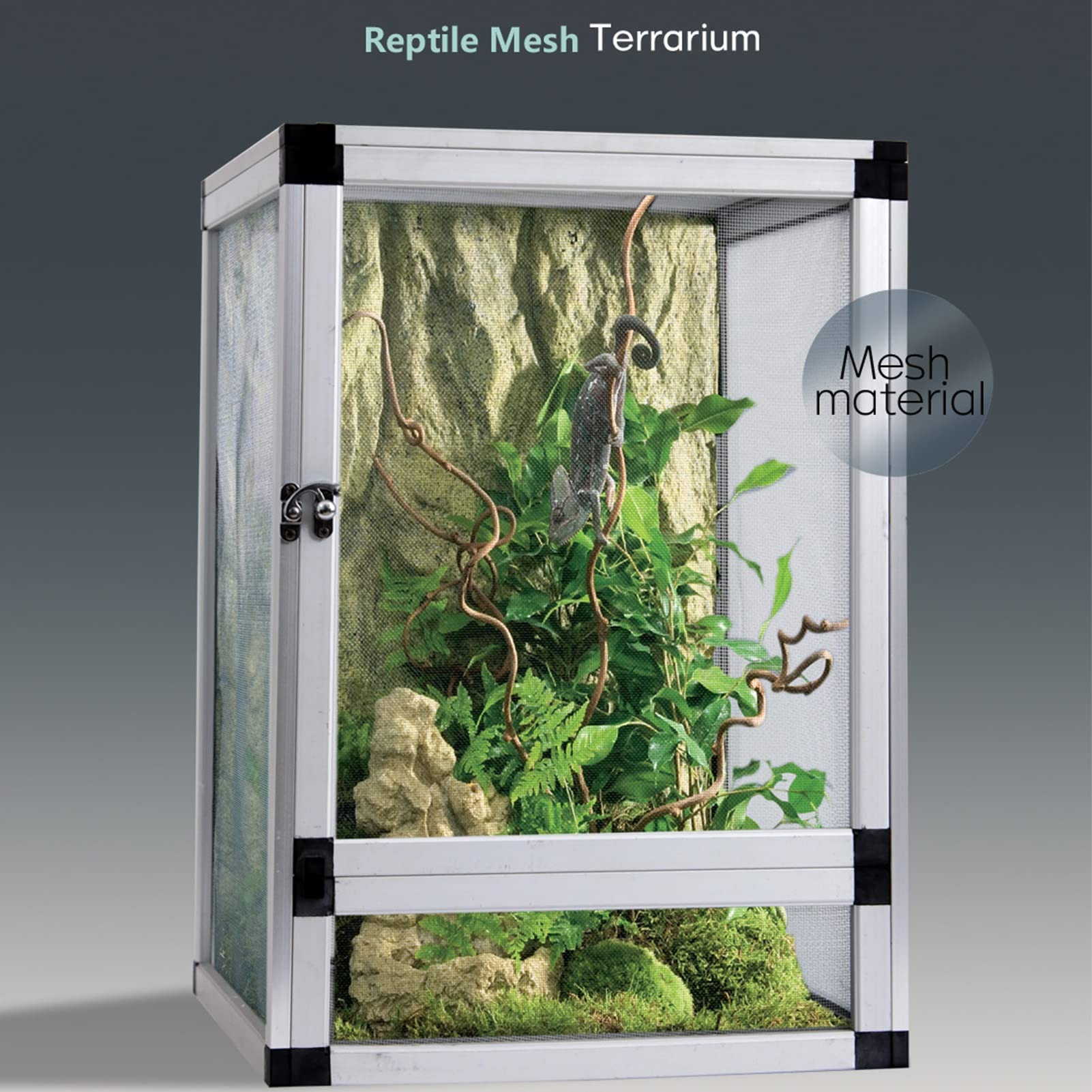 Escalada Terrario para Mascotas Casas de Reptiles Caja de Tortuga de Madera Lagarto Camaleón Gecko Incubadora de Mascotas con cajón Casa para Mascotas Terrario para Reptiles (Negro 320 x 320 x 460 mm
