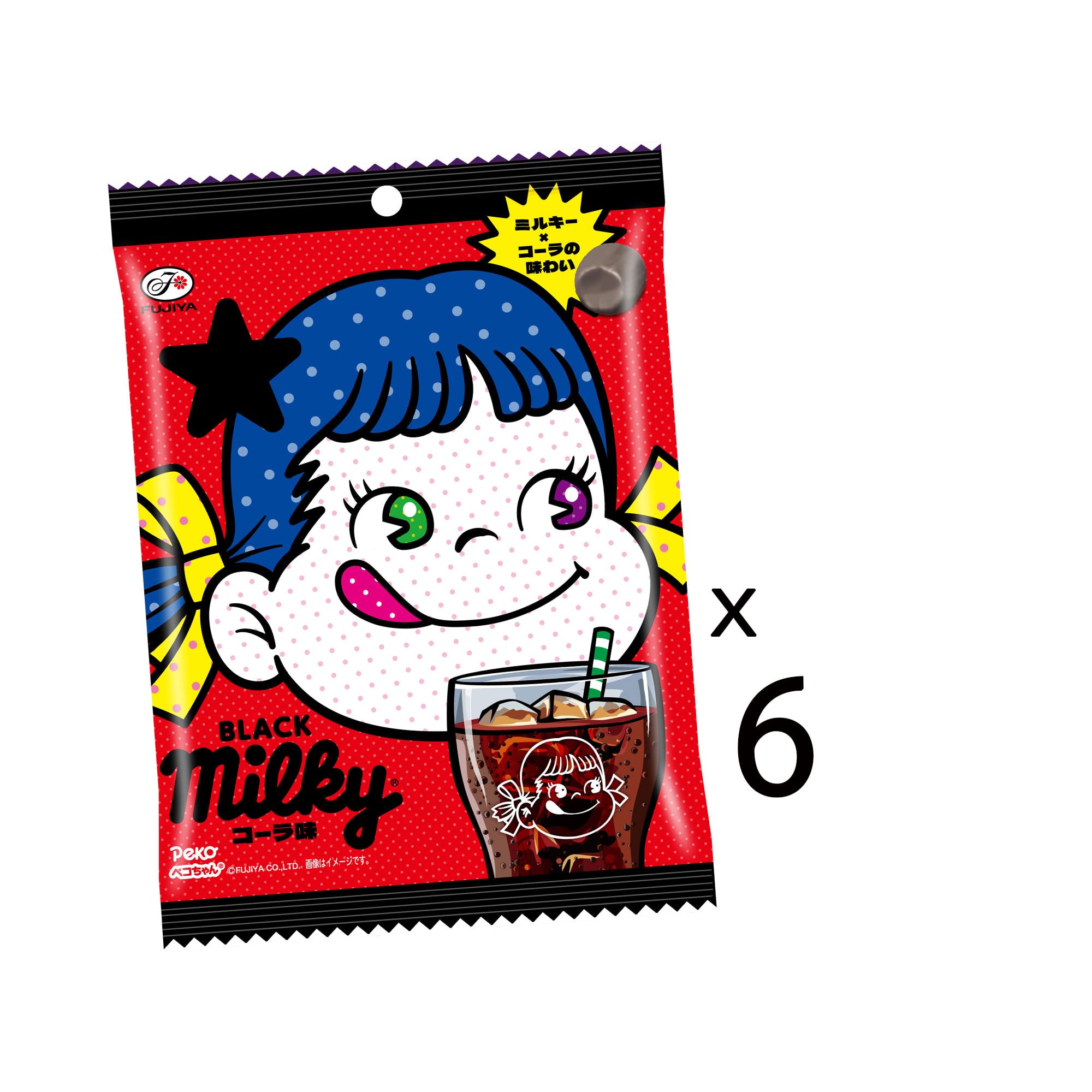 Amazon.co.jp: 不二家 BLACKミルキー（コーラ味）袋 64g×6袋