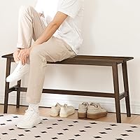 Vista 8 de HOOBRO Banco de comedor de bambú de 39.3 pulgadas, banco de mesa de cocina de granja, muebles de cocina y sala de estar, fácil de montar, resistente