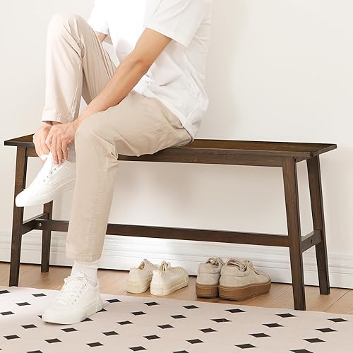 Miniatura 8 de HOOBRO Banco de comedor de bambú de 39.3 pulgadas, banco de mesa de cocina de granja, muebles de cocina y sala de estar, fácil de montar, resistente