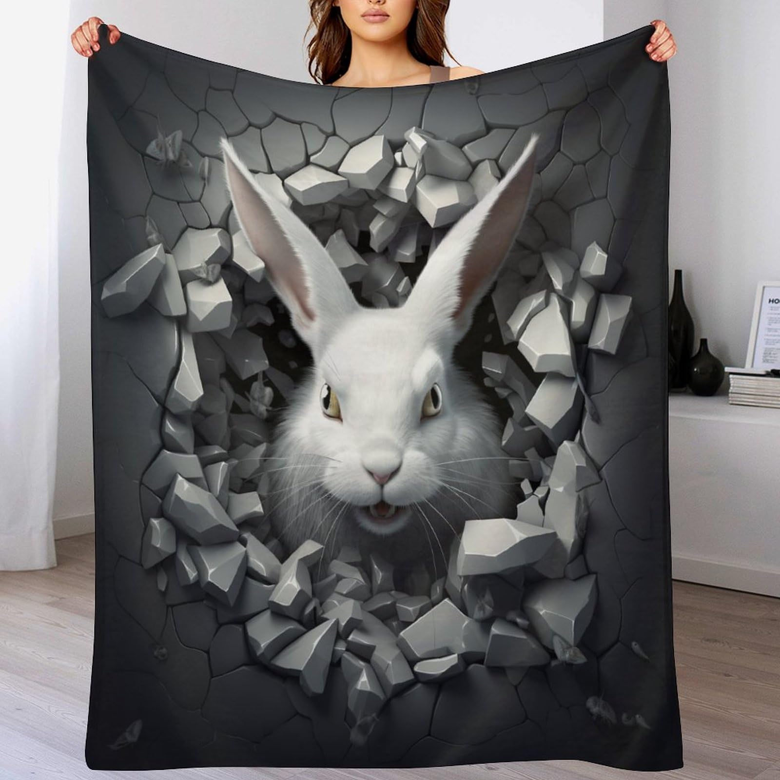 Couverture en lapin mignon 3D le cadeau idéal et réconfortant