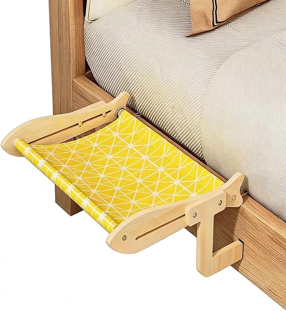 New Cat Window Perch,Window Cat Perch - Breathable Heavy Duty Wood Frame Kitten Furniture for Small Space Play Senior Pet Apartment Balcony Patio (Color:Yellow)