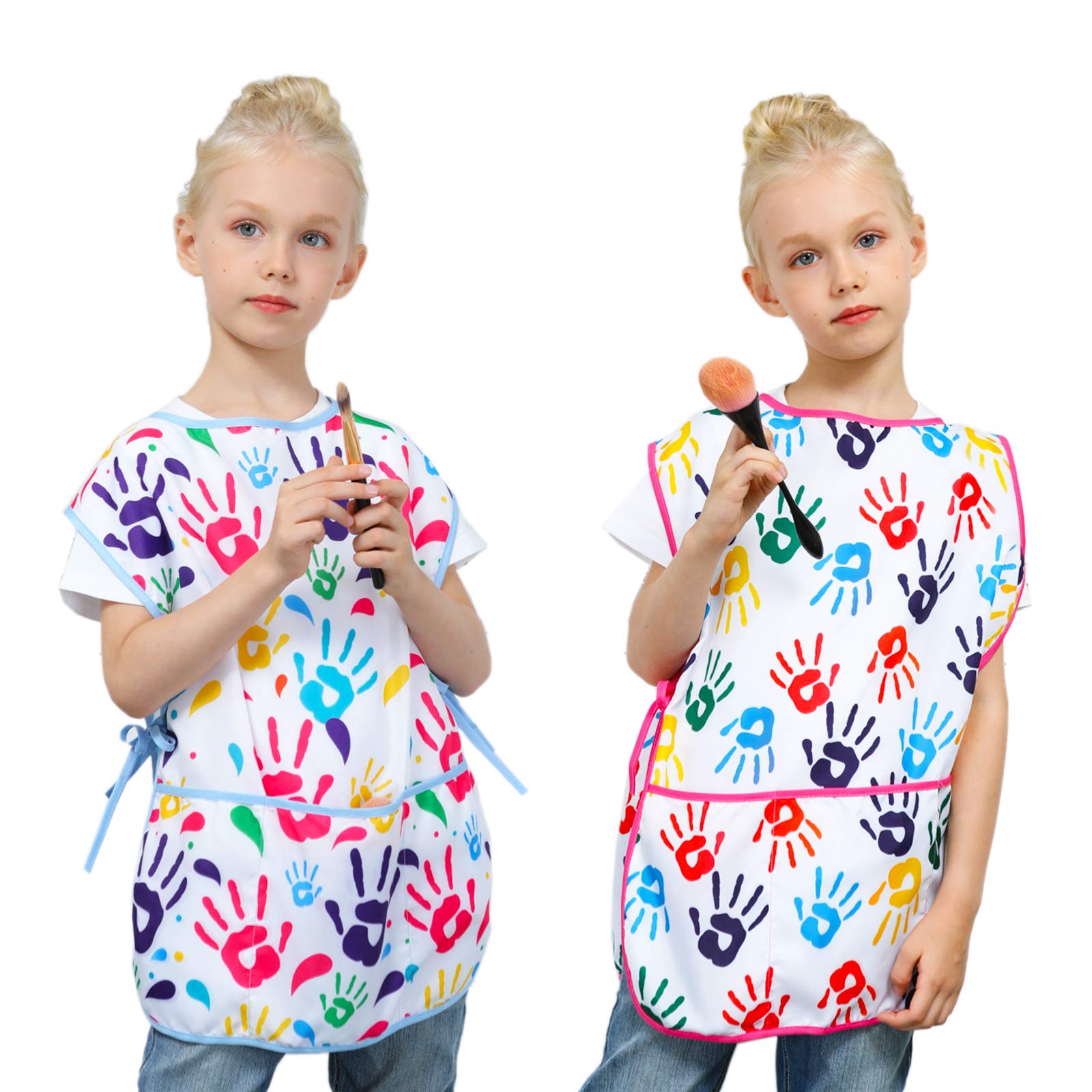 Fiodrimy - Juego de 2 delantales de pintura para niños, impermeables, sin mangas, con bolsillos para niños de 2 a 7 años