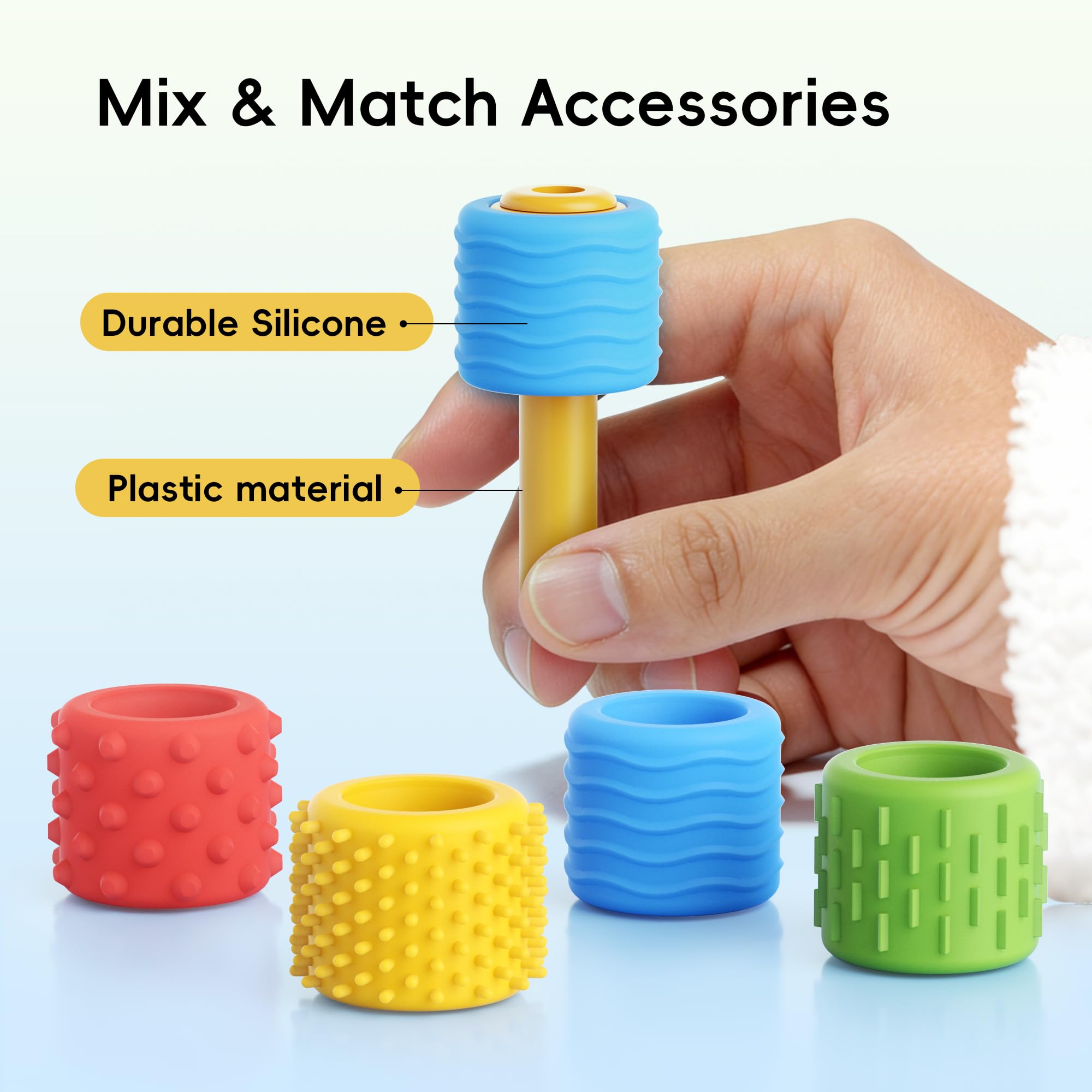 4 in 1 Pencil Fidgets for ADHD & Autism Anxiety Relief,60s Continuous Spin Pencil Topper with Textured Spinners,Silent Sensory Stress Relief Tool for Focus & Calm,Fidget Pen Flipper for Home&Classroom