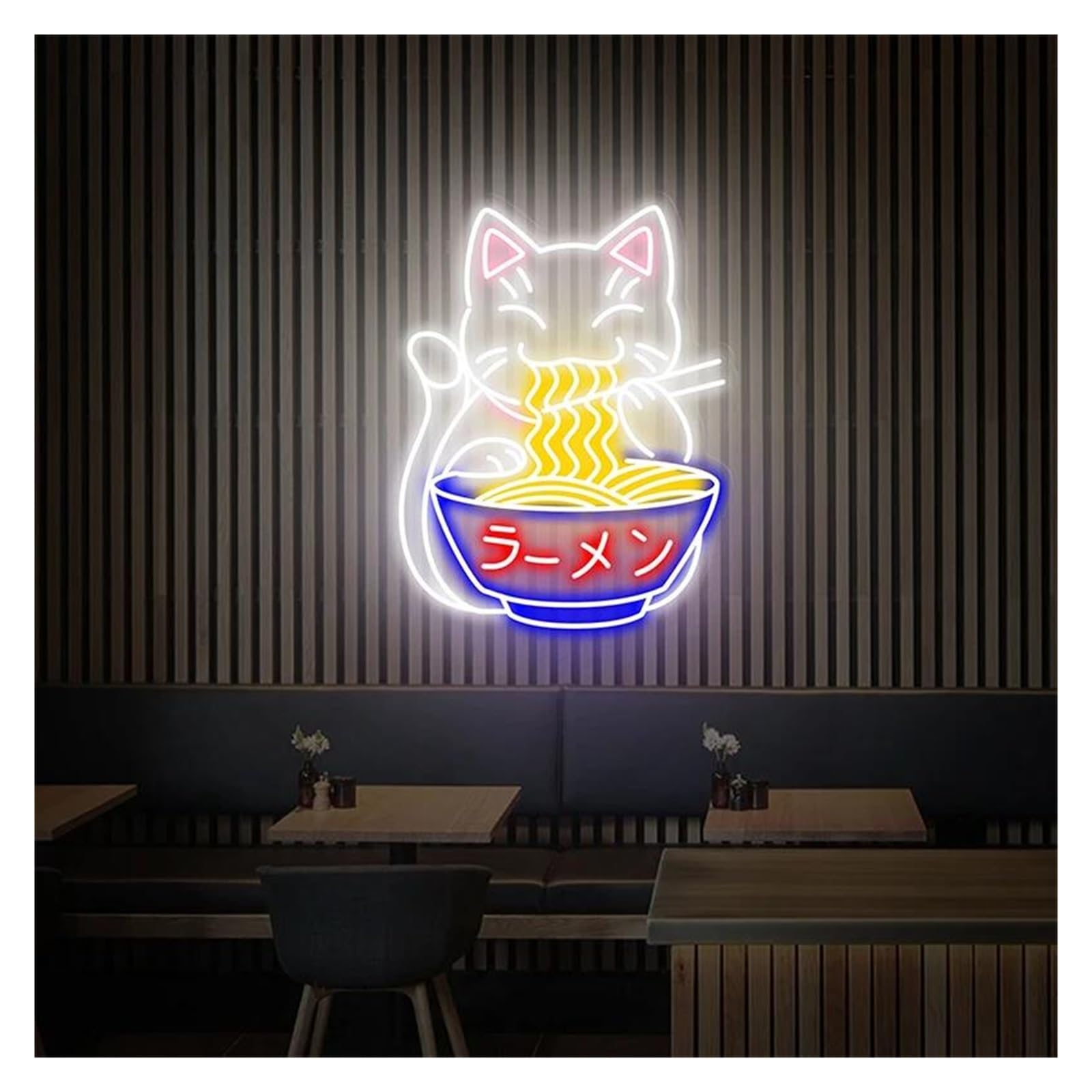 Lemst C Signs Lamp Fortune At Ramen Neon Sign Japanese Ramen Neon Signs Suitable For Shop Wall Decor Neon Lights 50Cmx38cm(C)