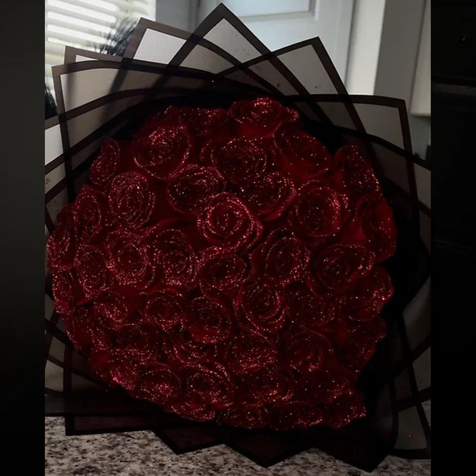 ZXH Personalized Glitter Rose Bouquet,Artificial Flowers Bouquet