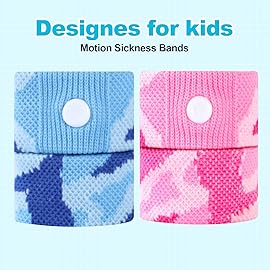 SZSTYYP Motion Sickness Bands for Kids Cruise Travel Essentials Anti-Nausea Acupressure Wristband for Morning Car Sea Sickness Wristbands for Kids (Camo Blue/Purple)