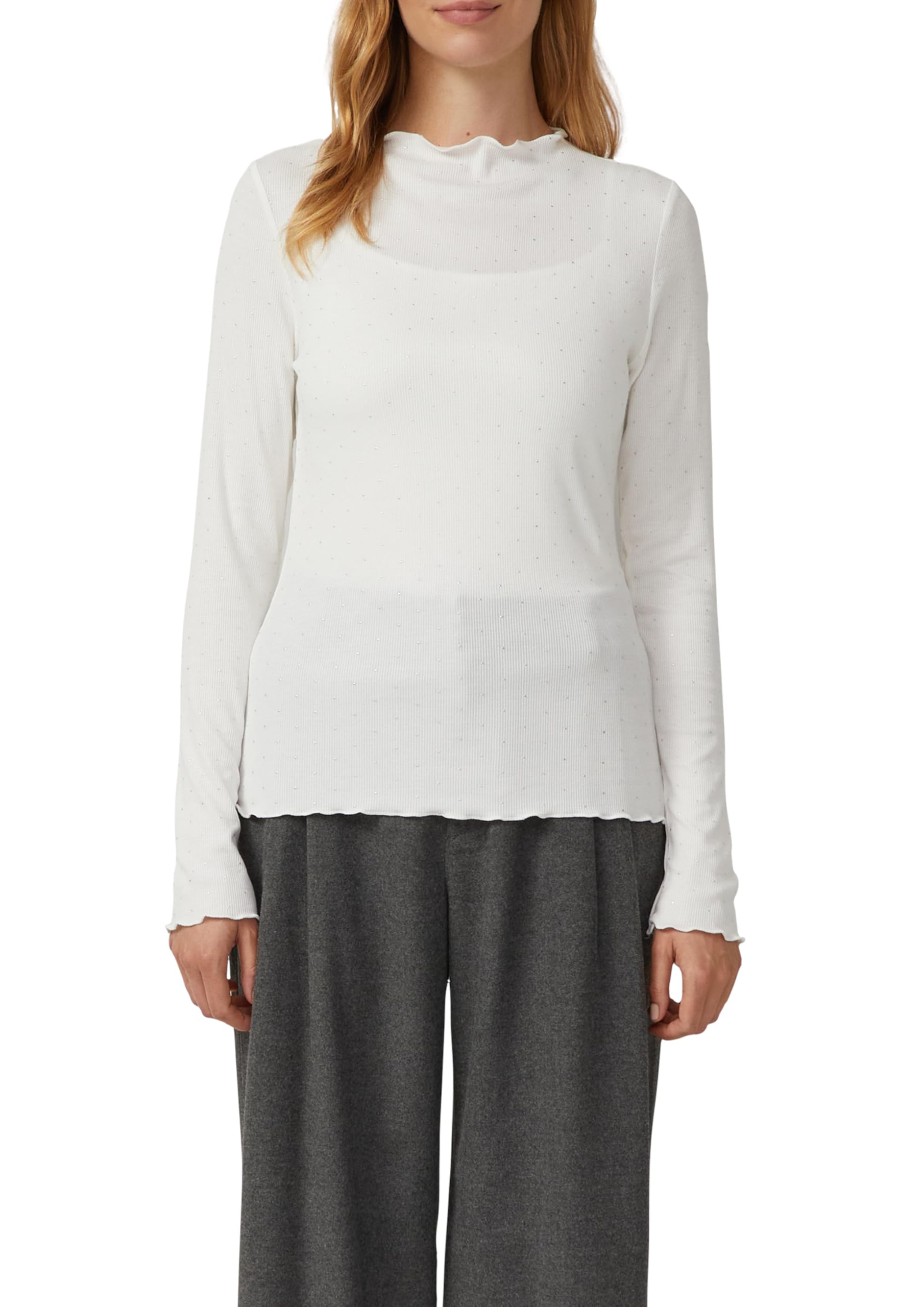 s.Oliver Geripptes Jerseyshirt im Slim Fit mit Metallic-Print