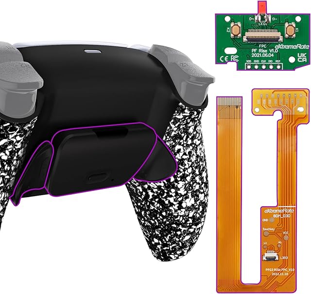 eXtremeRate Teksturowana Bialy Back Paddles Programowalny Zestaw Mapowania RISE dla Kontrolera ps5 BDM-030, Płytka Uaktualniająca & Przeprojektowana Tylna Powłoka & Powrót Przyciski Zestaw dla Kontrolera ps5  Kontroler Nie