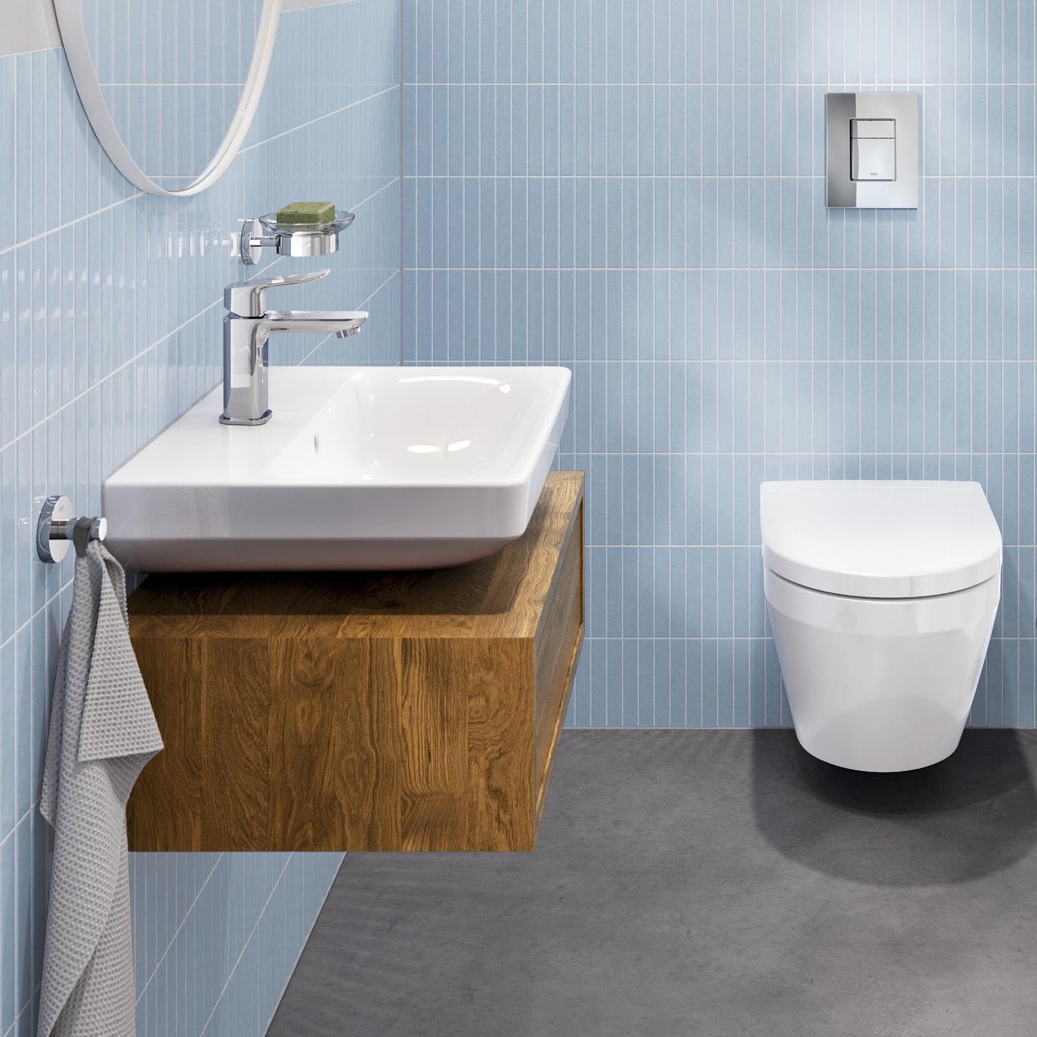 GROHE Dice Grifo de Lavabo S con Desagüe Push-Open (Cartucho Cerámico 28 mm, Ahorro de Agua y Energía, Conexiones 3/8", Fácil de Instalar QuickTool Incluido), Cromado, 1018610000