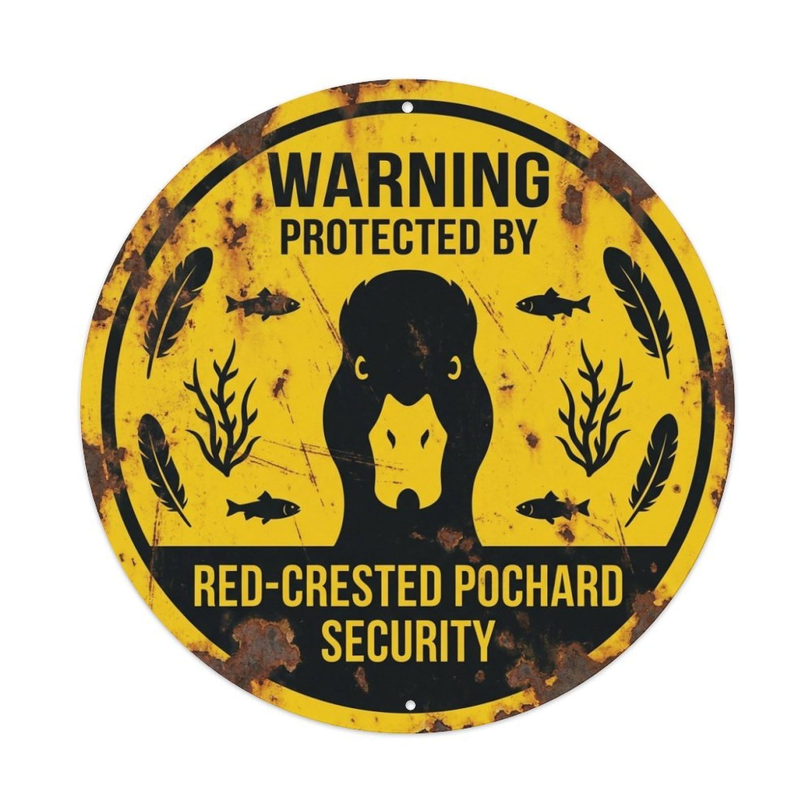Red-Crested Pochard Security Warning Waterbird Metal Tin Sign