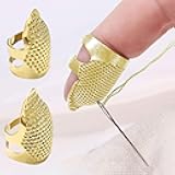 4Pcs Sewing Thimble, Metal Adjustable Finger Protector Shield Ring, Fingertip Thimble for Quilting Craft Sewing Tools(2 Sizes, 2*S/2*M)