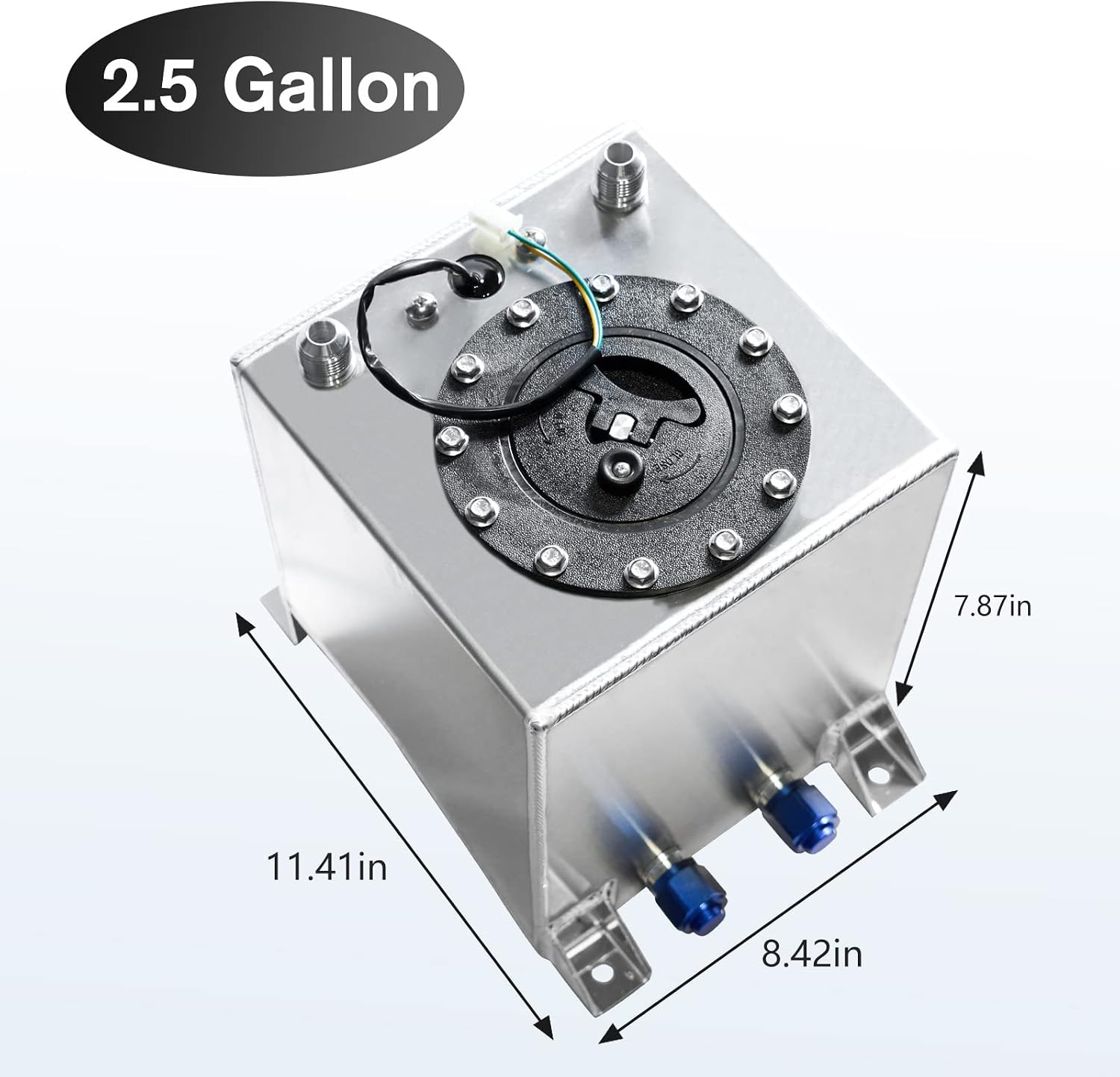 2.5 Gallon Fuel Cell Aluminum Polished with Cap Level Sender Silver
