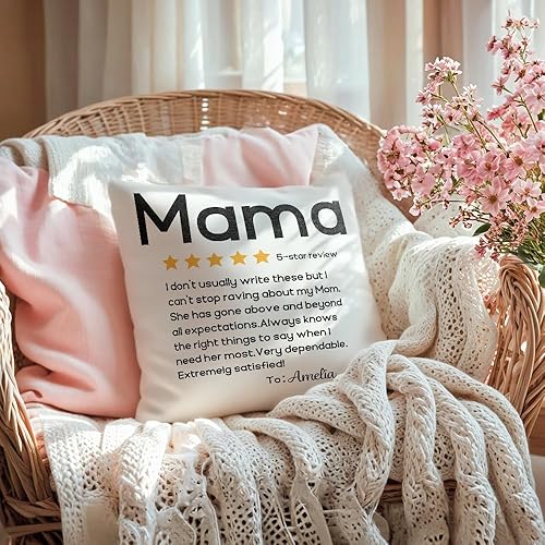 Miniatura 6 de Custom Five-Star Throw Pillow Cover for Mom, Personalized Name Mother's Day Home Decor Gift for Mother Mom Mama