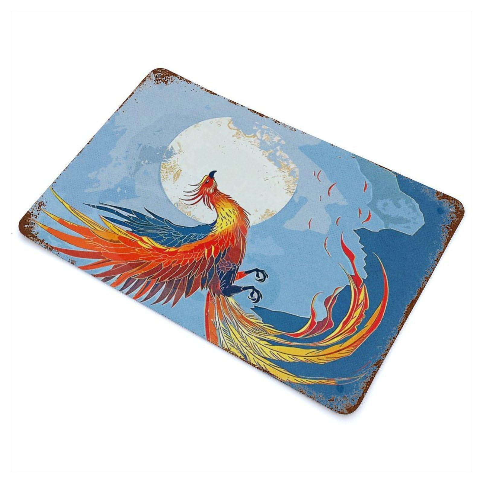 Space Phoenix 11.8"x7.9" Aged Metal Wall Plaque, Retro Wall Decor for Farmhouse, Kitchen And Entryway Decor