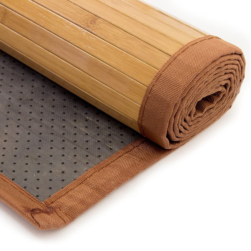 Homestyle4u Tapis Tapis en Bambou, Marron, Simple