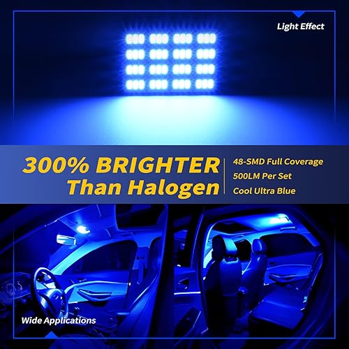 Miniatura 5 de AUXLIGHT Accesorios de luces LED para interior de automóvil con adaptadores de 194 168 T10  BA9S  DE3175 6418 211-2 578 Festoon Adaptadores, 48-SMD