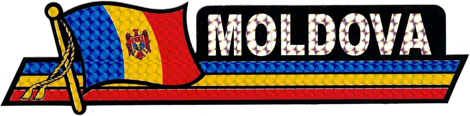 Pack of 24 Moldova Flag 3"x12" Reflective Decal Bumper Sticker DCX-156
