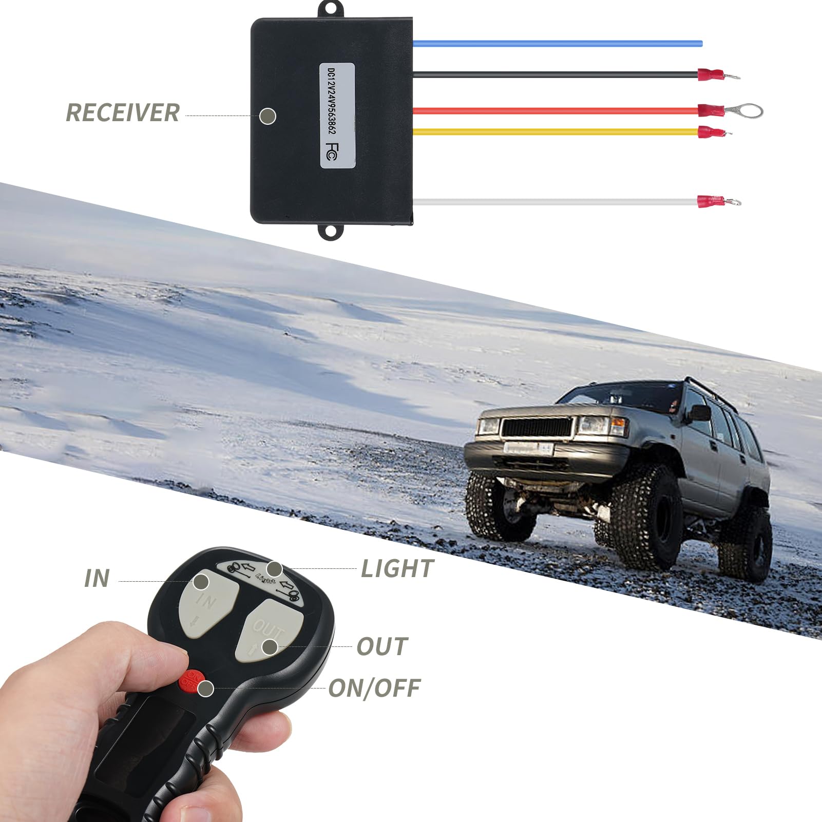 Irfora Kit de télécommande universelle 12 V pour treuil Camion ATV S Interrupteur manuel