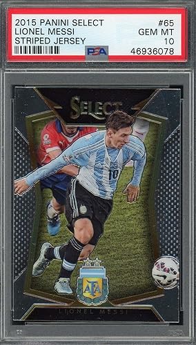Lionel Messi 2015 Panini Select Striped Jersey Soccer Graded Card #65 PSA 10