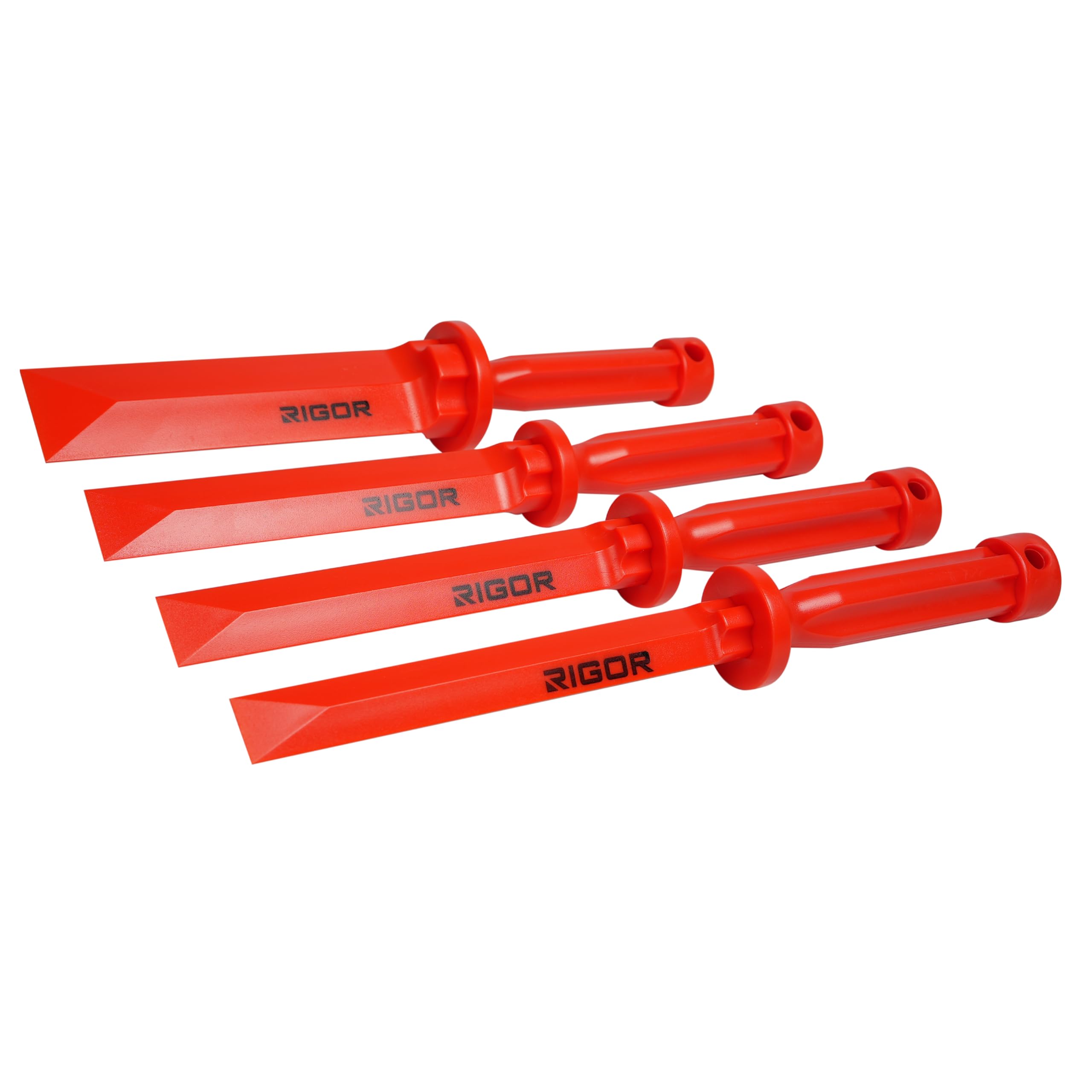RIGOR 56006 Non-Marring Plastic Scraper Chisel Set, 4-Piece | Four Blade Widths for various uses | No-Scratch Chisel Remover Tool Kit for Removing