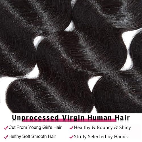 Vista 16 de Paquetes de cabello humano virgen brasileño ondulado de 16, 18, 20 pulgadas, 3 manojos de cabello humano ondulado 100% sin procesar, mojado