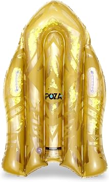 POZA Inflatable Snow Boogie Sled Luxurious Snow Sled with Handles and Filled with Gold Snowflake Confetti Premium Heavy Duty Cold Resistant PVC Sled for Adults and Kids 44 Inch